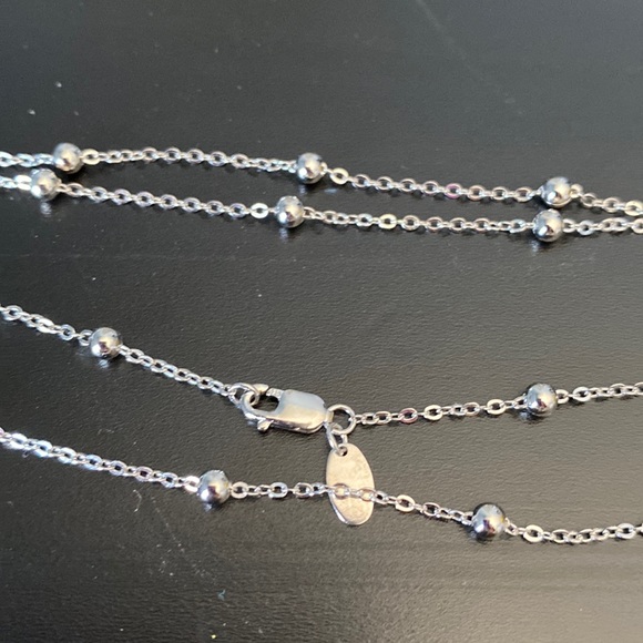 .925 sterling silver rhodium plated beaded satellite chain - Picture 3 of 4
